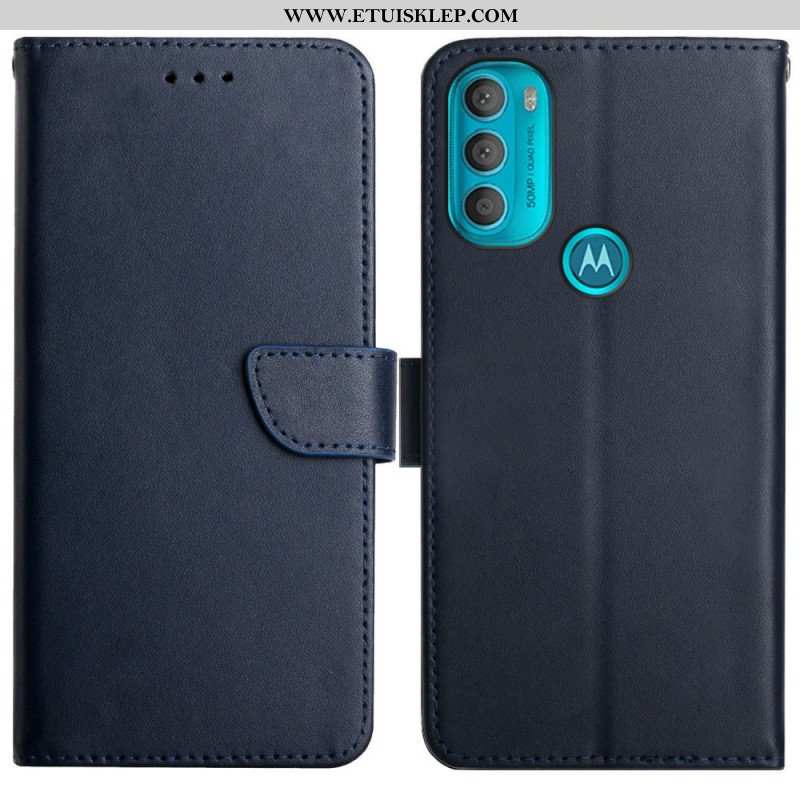 Etui Folio do Moto G71 5G Prawdziwa Skóra Nappa